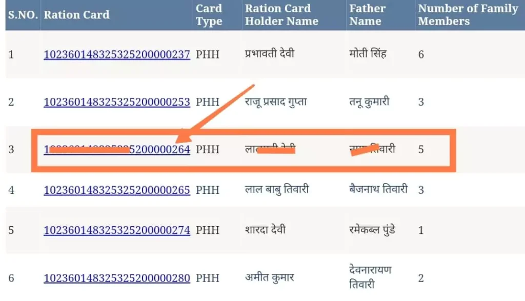 bihar ration card name list