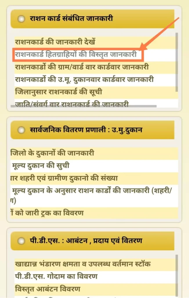 chhattisgarh food portal click given arrow option