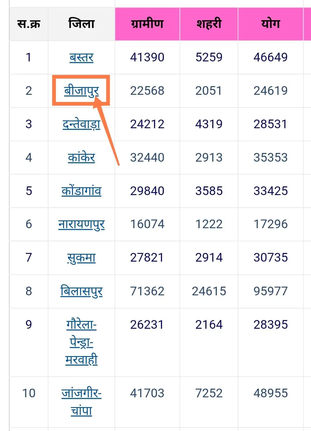 chhattisgarh food portal select district name