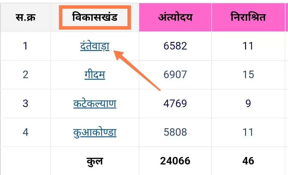 chhattisgarh food portal vikaskhand list